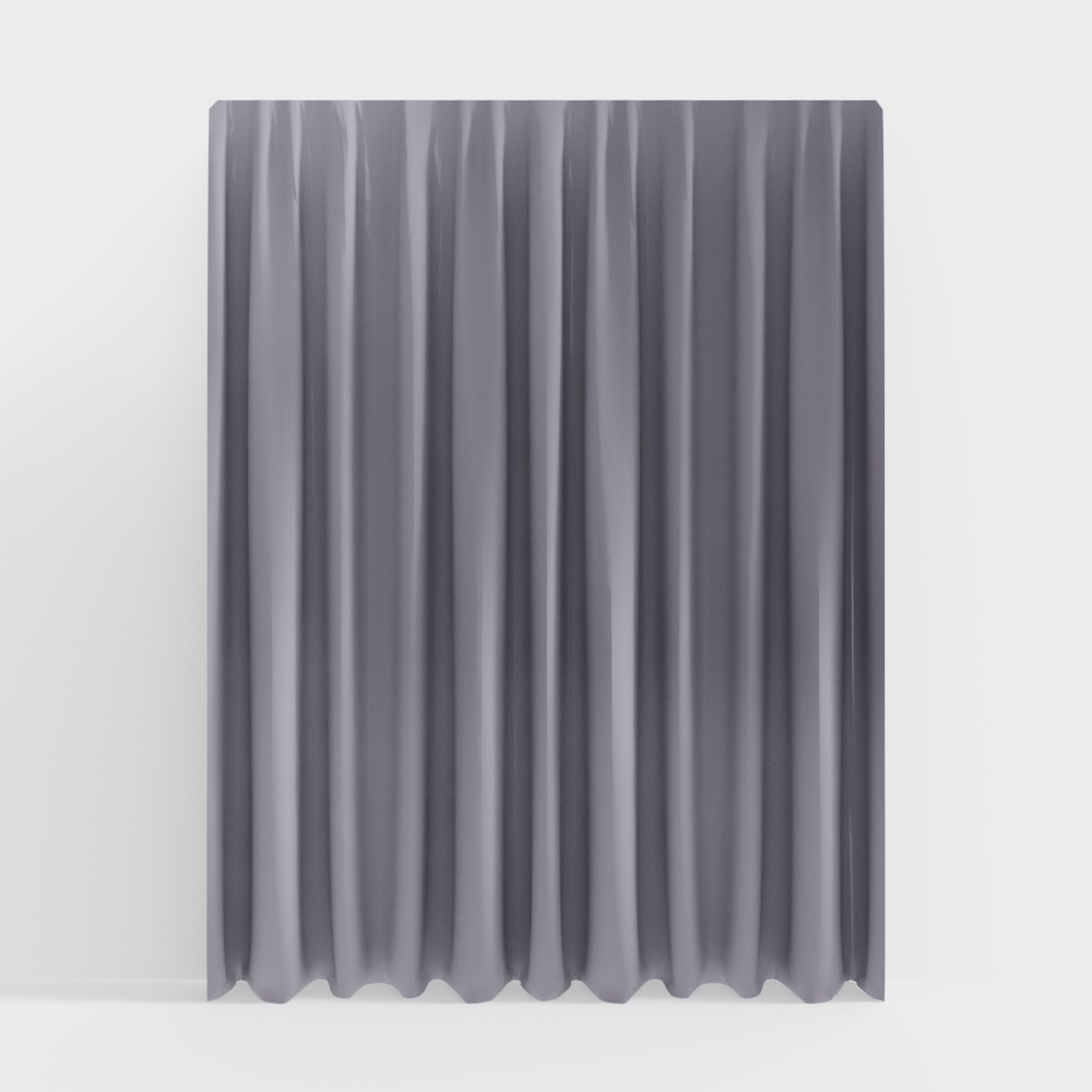 Luminescent Curtain 3D Model – Textured Gray Drape