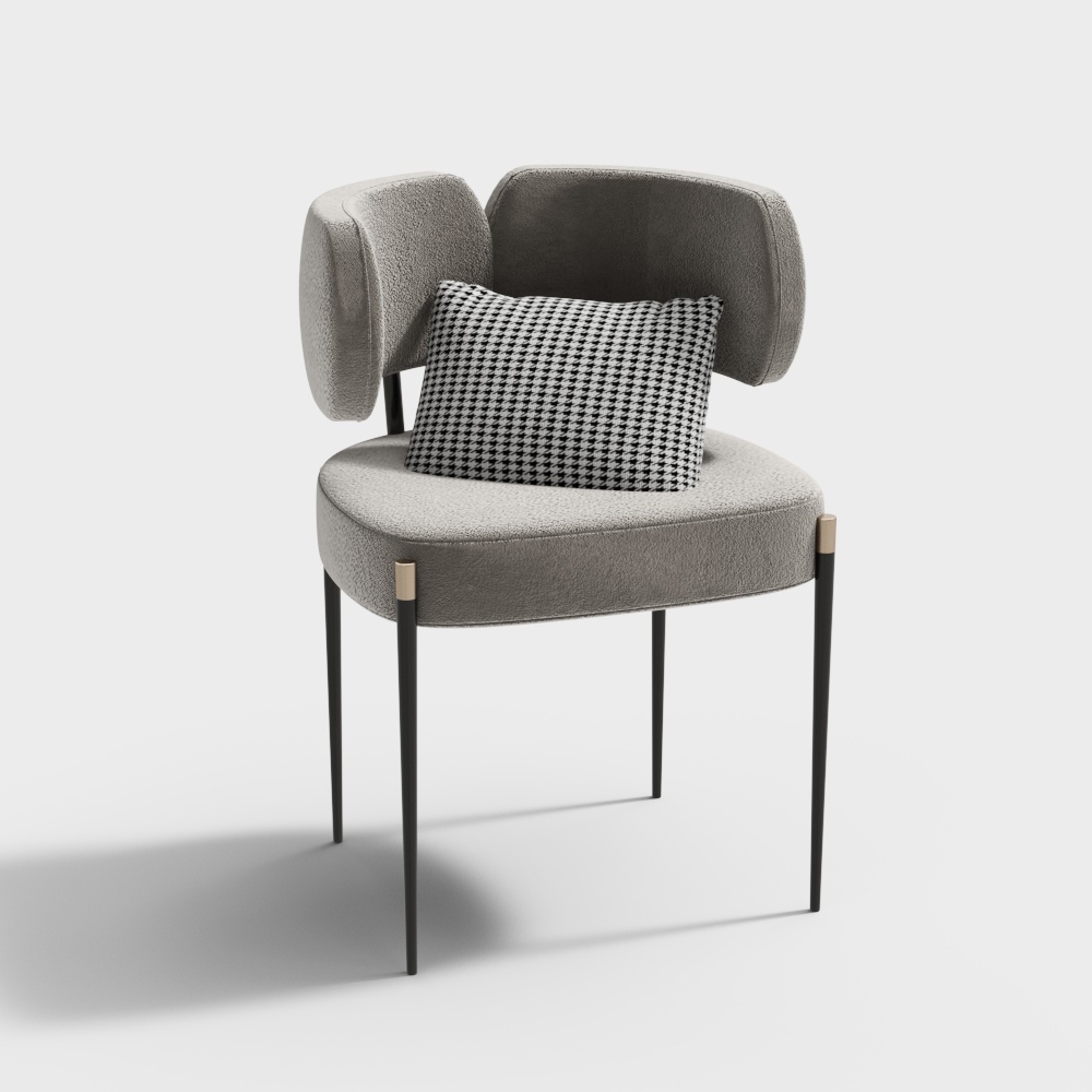 Elegant Gray Plush Chair 3D model