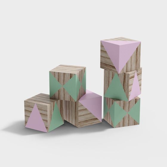 Stylish 3D Stacked Blocks Model for Modern Art