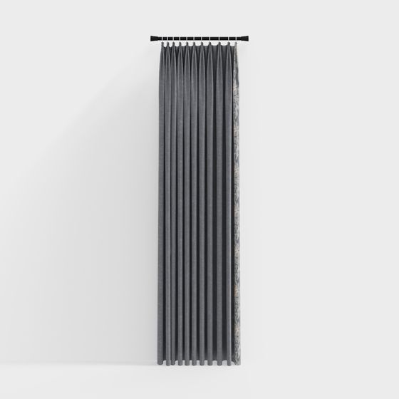 Elegant Low-Polygon Curtain 3D model for Interior Design