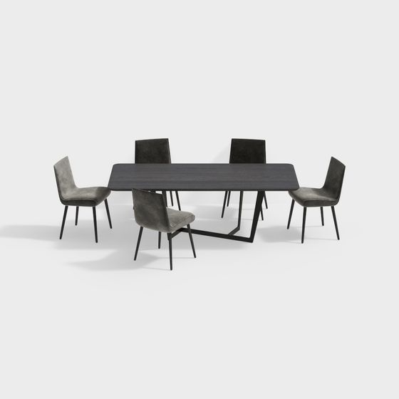 Urban Dining Table and Chair Set 3D model