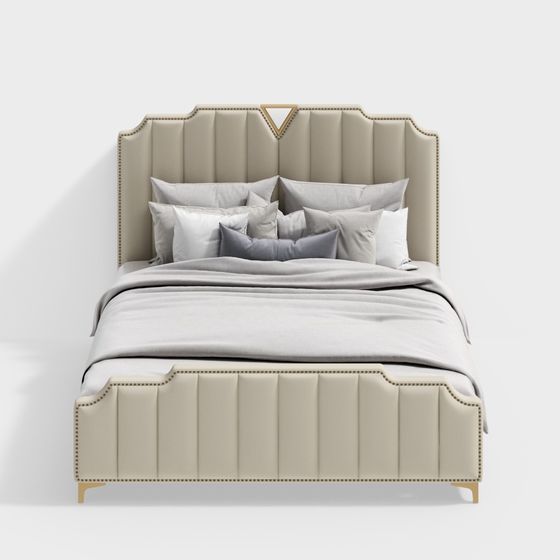 Elegance Upholstered Bed 3D model