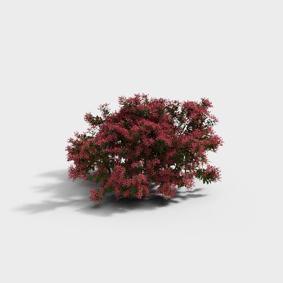 Vibrant Red Flower Shrub 3D Model