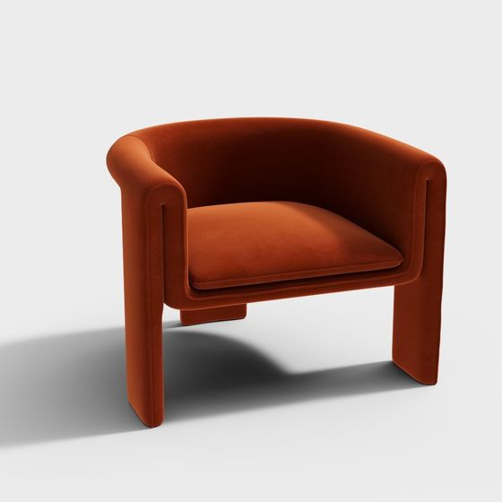 Orange Velvet Armchair 3D model for Modern Interiors