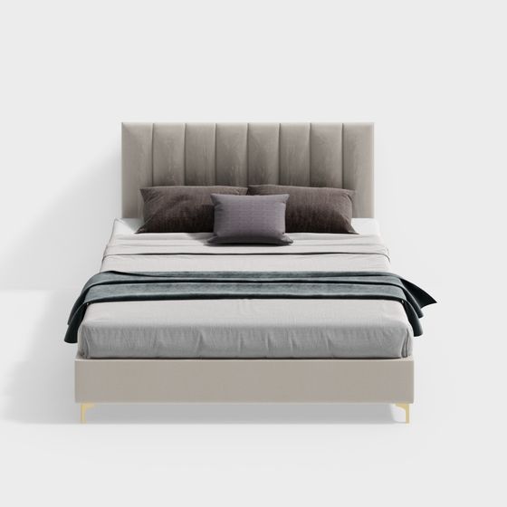 Vertical Double Bed 3D Model for Stylish Bedrooms