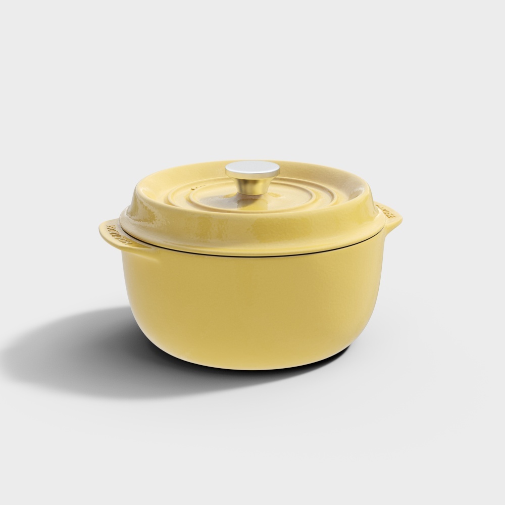 MOCA ROSE enamel pot-yellow-whole pot