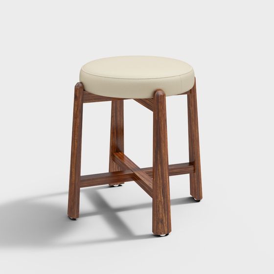 Cozy Brown Round Stool 3D Model for Casual Spaces