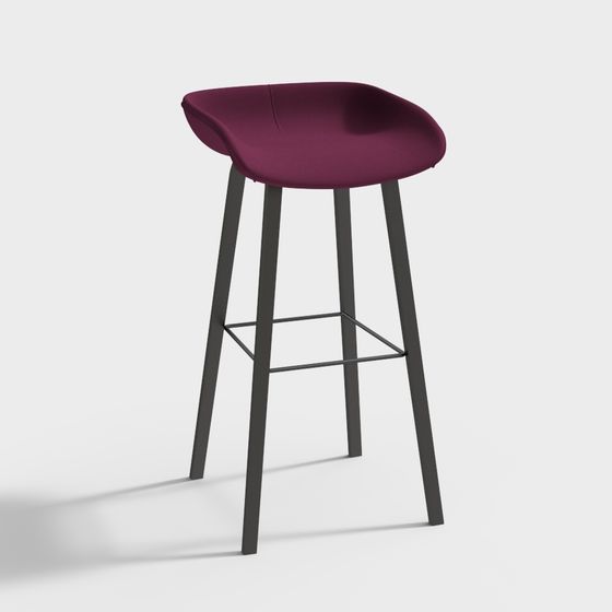 Elegant Low-Polygon Bar Stool 3D model for Modern Spaces