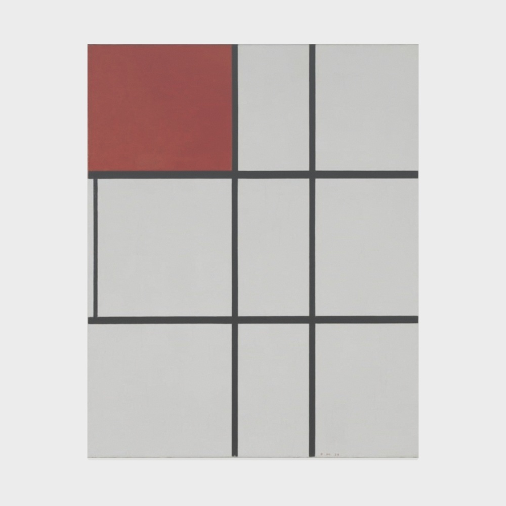 BBB Red White Black Striped Decoration Painting 100x80cm Frameless