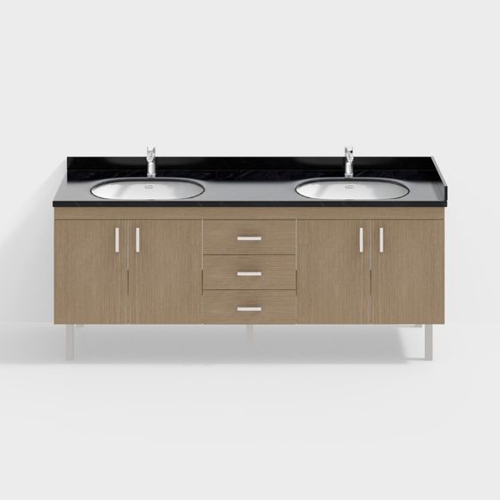 Stylish Double Sink Bathroom Vanity 3D model