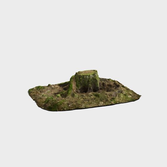 Forgotten Stump Low-Poly 3D Model