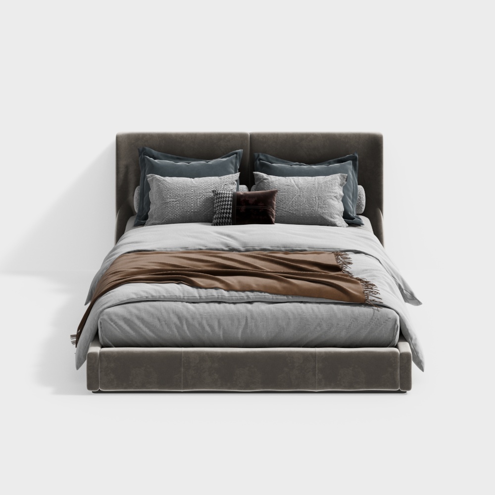 Elegant Low-Polygon Bed 3D model for Modern Interiors
