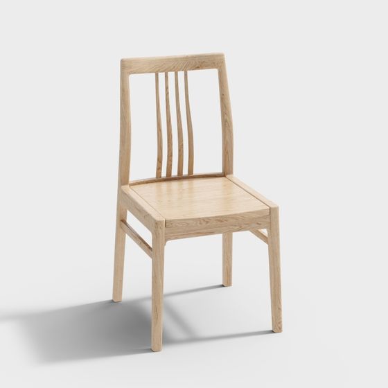 Minimalist Wooden Chair 3D model for Versatile Use