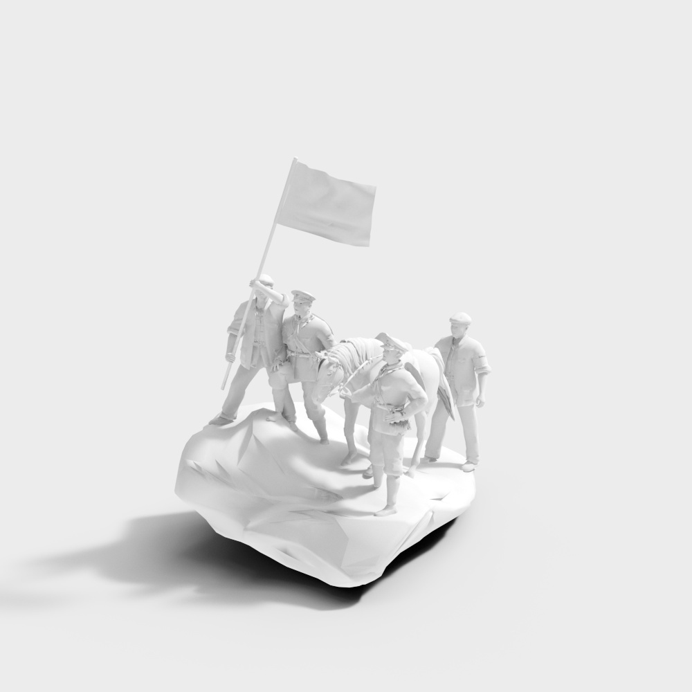 Victory Flag 3D Model in Low-Poly Design