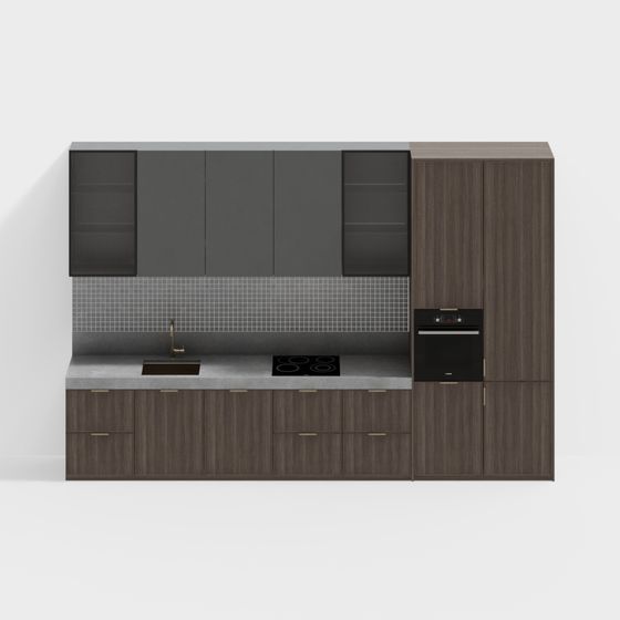 Stylish 3D Kitchen Cabinet Door Set Model