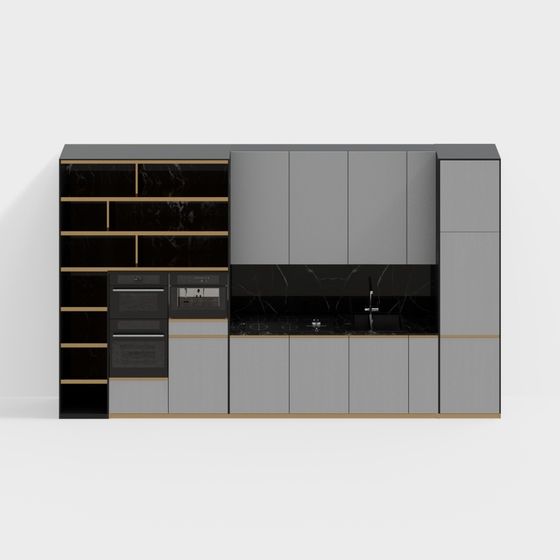 Minimalist Luxury Kitchen Cabinet Doors 3D model