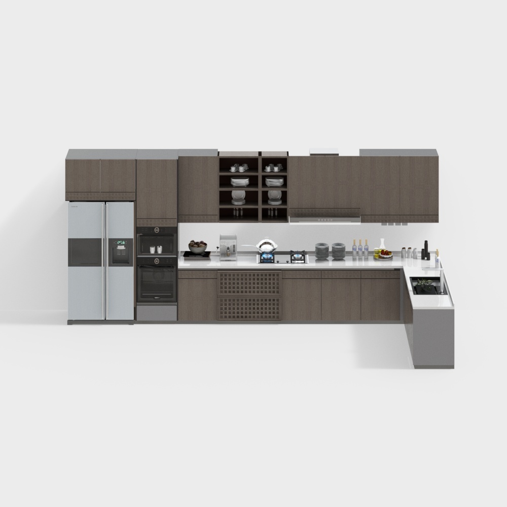 Stylish Low-Poly Kitchen 3D Model – Functional Aesthetic