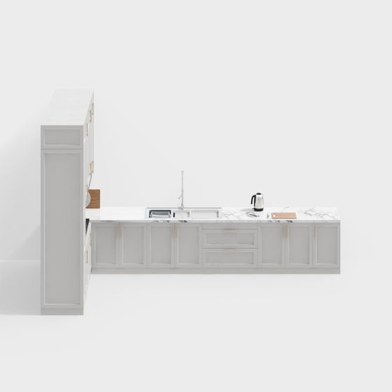 Modern Minimalist Kitchen 3D model Design