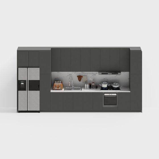 Sleek Kitchen 3D model for Modern Spaces