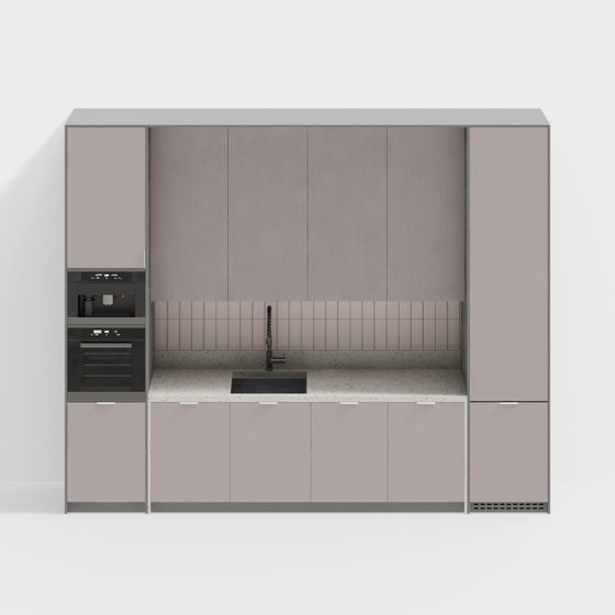Elegant Low-Polygon Kitchen Cabinet Door 3D model