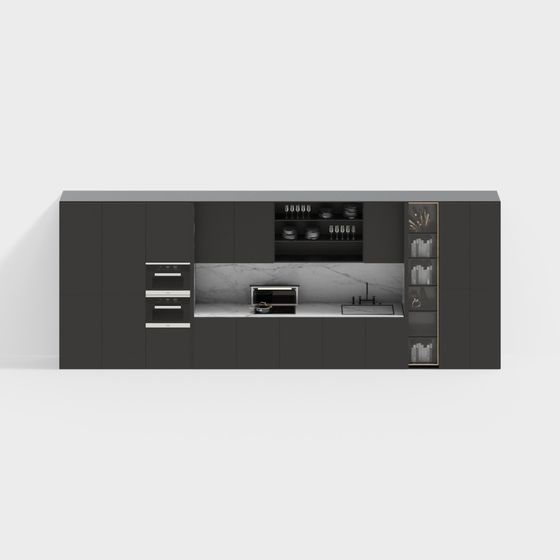 Contemporary Kitchen 3D model with Minimalist Elegance