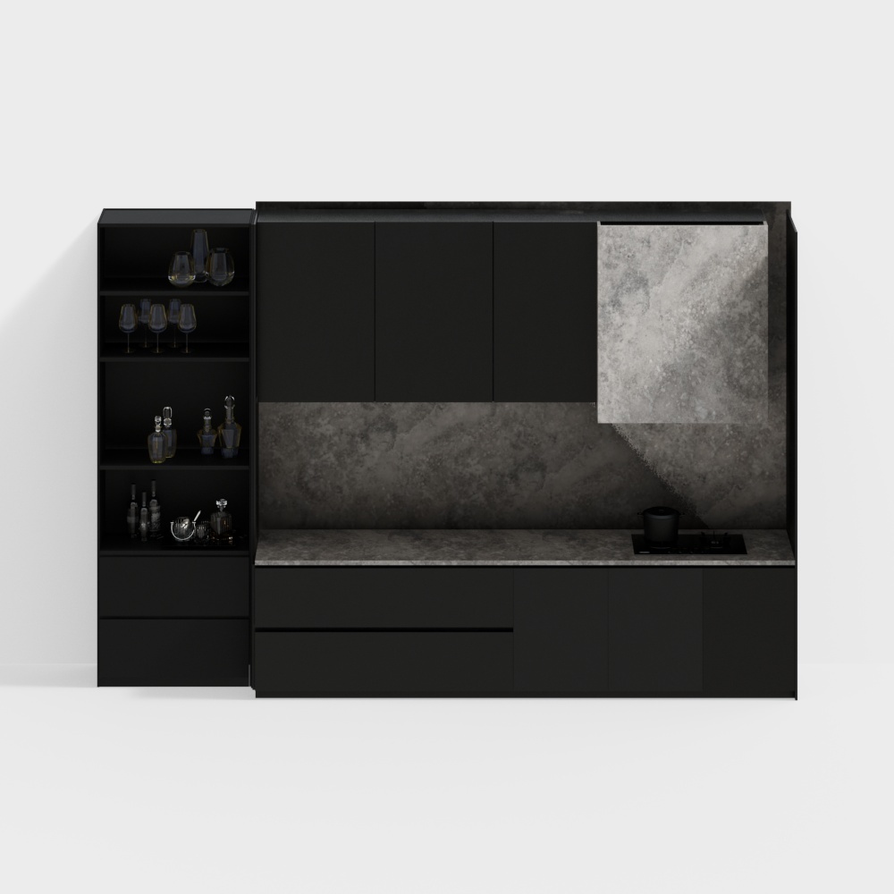 Modern high-end gray cabinet bar