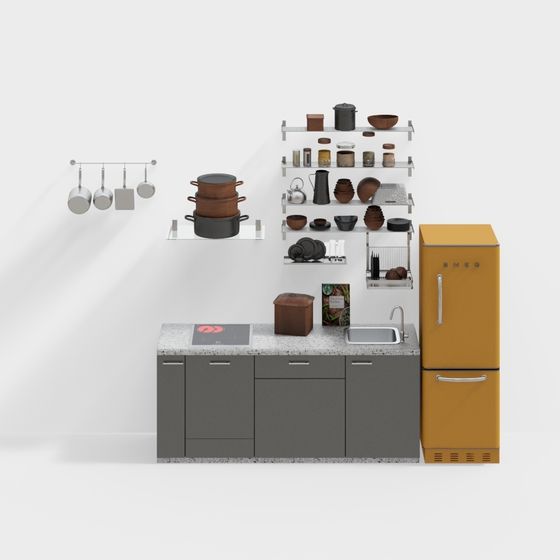 Modern Urban Kitchen Set 3D model