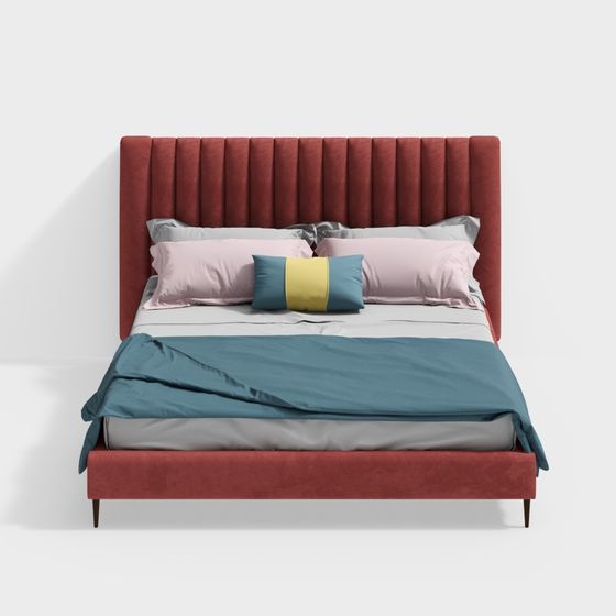 Chic Velvet Bed 3D model