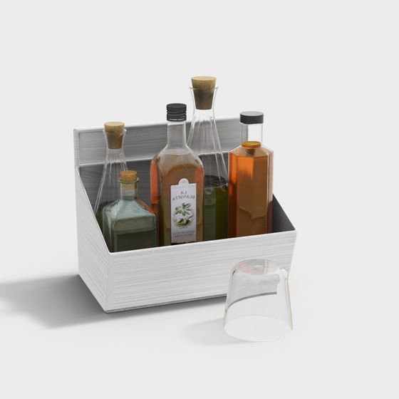 Storage Box and Wine Bottle Set 3D model