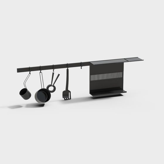 Minimalist Hanging Kitchen Rack 3D model