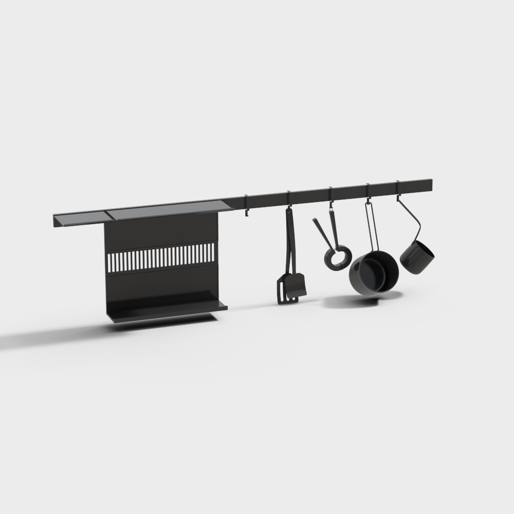 Étagère d'accessoires de cuisine noir mat moderne