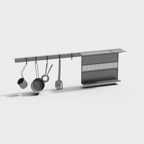 Modern Hanging Pot Rack 3D model for Urban Kitchens