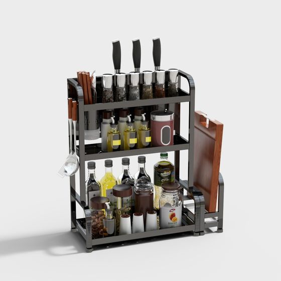 Multifunctional Storage Rack 3D model for Kitchens