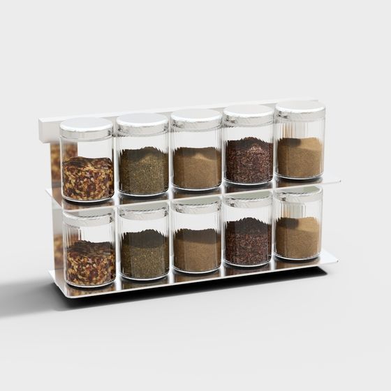 Modern Kitchen Hardware Accessories Spice Rack 3D Model in Black