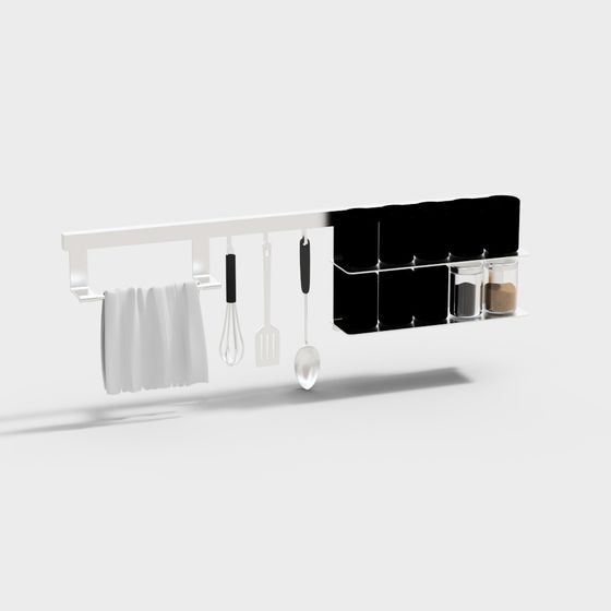 Modern Kitchen Spice Rack 3D Model in Black