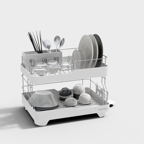 Modern Black and Brown Dish Rack 3D Model for Kitchen Use