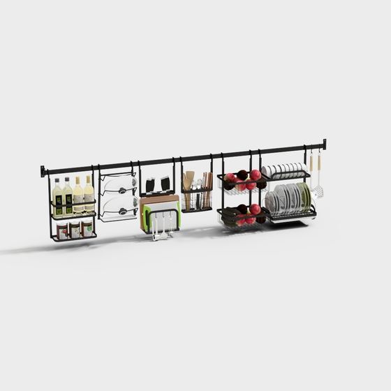 Stylish Kitchen Storage Rack 3D model