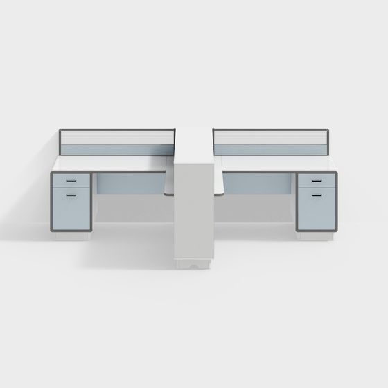 Minimalist Dual Workspace Desk 3D model for Modern Offices