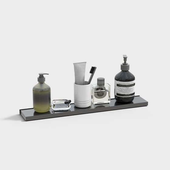 Elegant Low-Polygon Bathroom Storage Rack 3D model