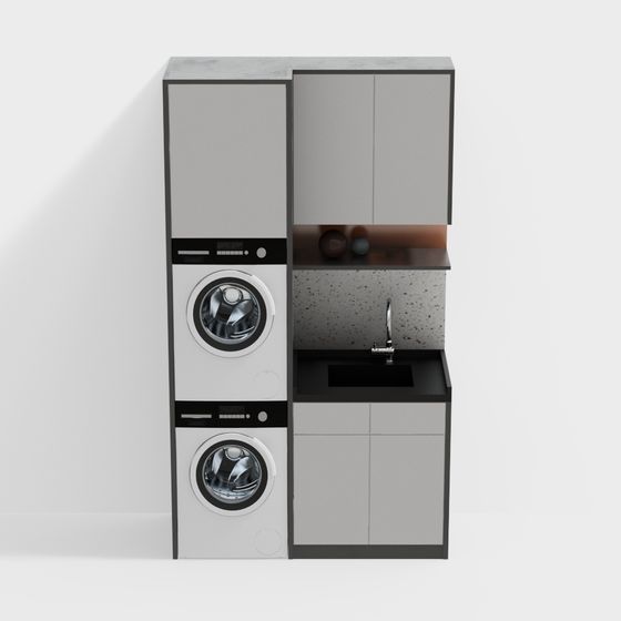 Современная стиральная машина с пятью шкафами