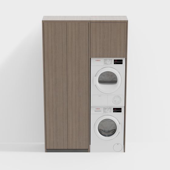 Laundry and Dryer Combo Cabinet 3D model