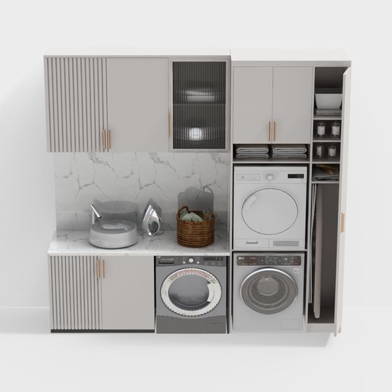 Minimalist Laundry Room 3D model for Modern Design