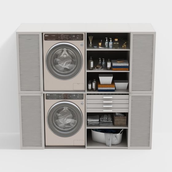 Stylish 3D Washing Machine Cabinet Model