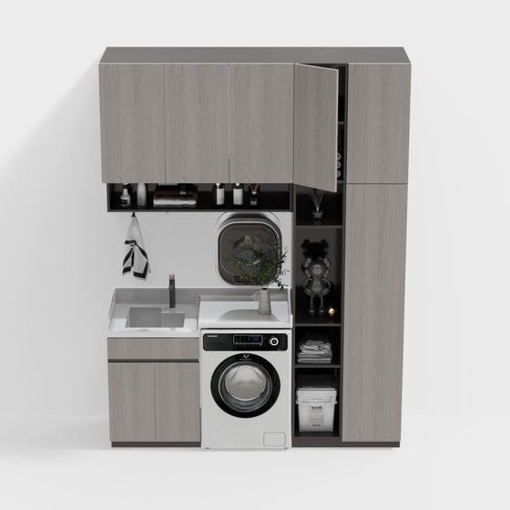 Compact Laundry Room 3D model for Modern Interiors