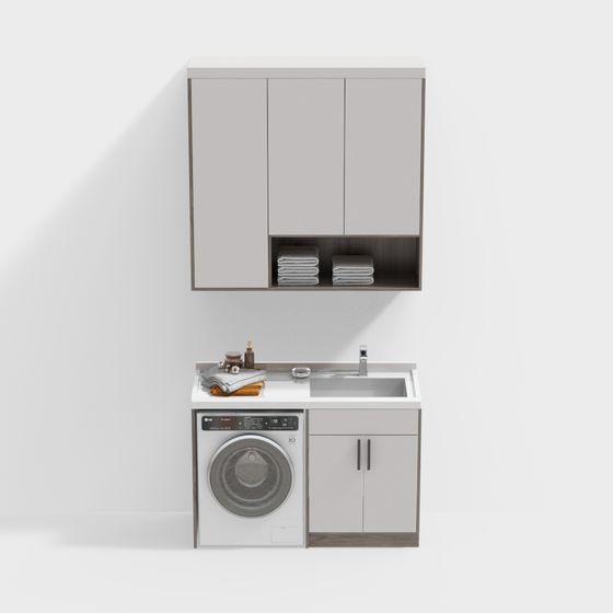 Modern Minimalist Laundry Cabinet 3D model