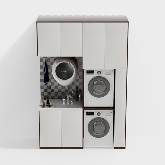 Modern Minimalist Laundry Cabinet 3D model