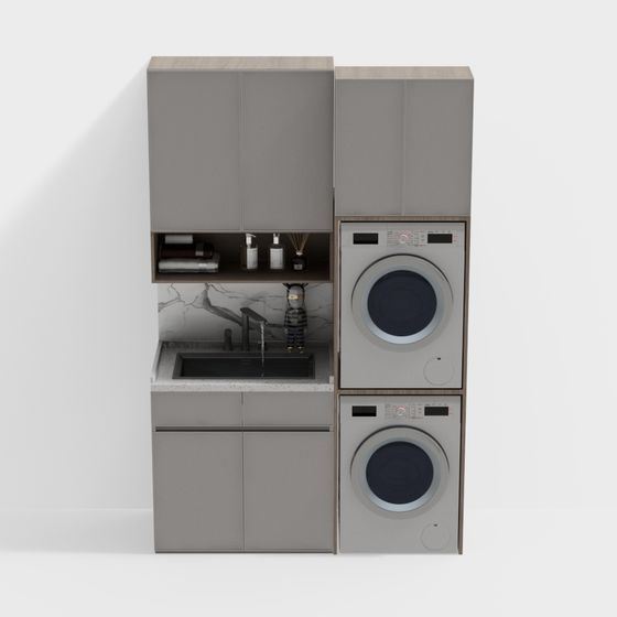 Low-Poly Laundry Cabinet 3D model