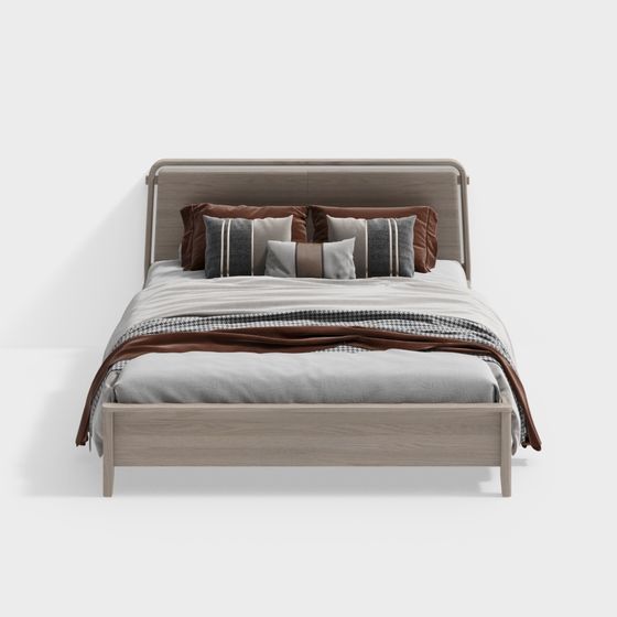 Elegant Scandinavian Bed 3D model