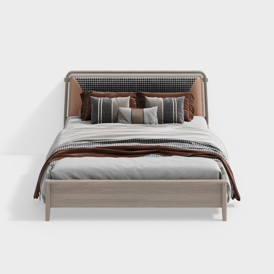 Elegant Low-Poly Bed 3D model