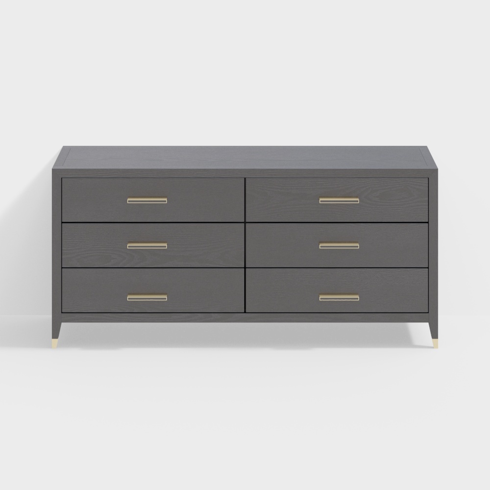 Sleek 6-Drawer Cabinet 3D model for Modern Interiors